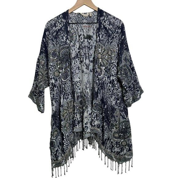 Soft Surroundings Kimono S/M Emory Cardi Embroidered Cardigan Poncho Topper NEW - Picture 1 of 14